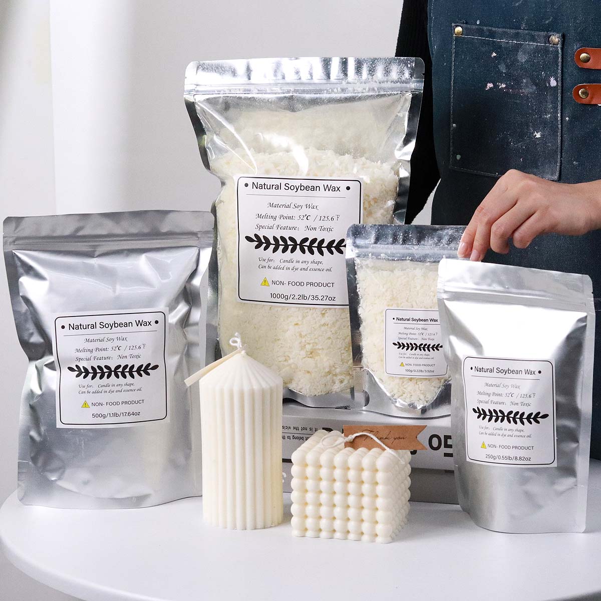 Candle Making Kit For Beginners - 500g/1kg Natural Soy Wax Flake DIY