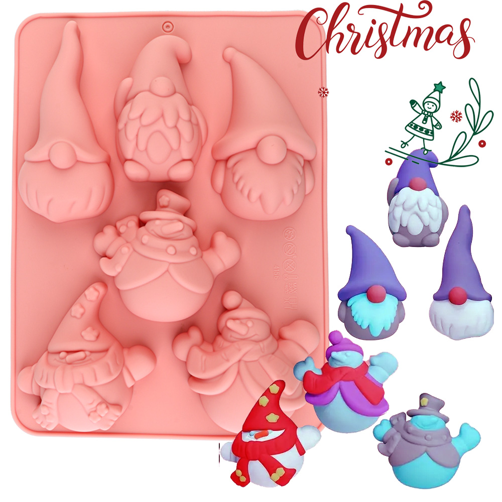Candle Making Party - 6-Cavity Christmas Gnome Cake Chocolate Silicone