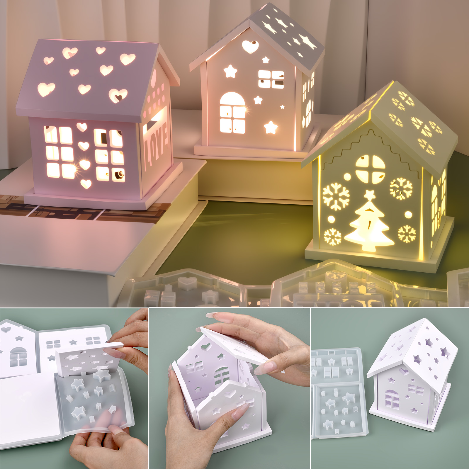 Candle Making Party - 3D House Silicone Mold DIY Christmas