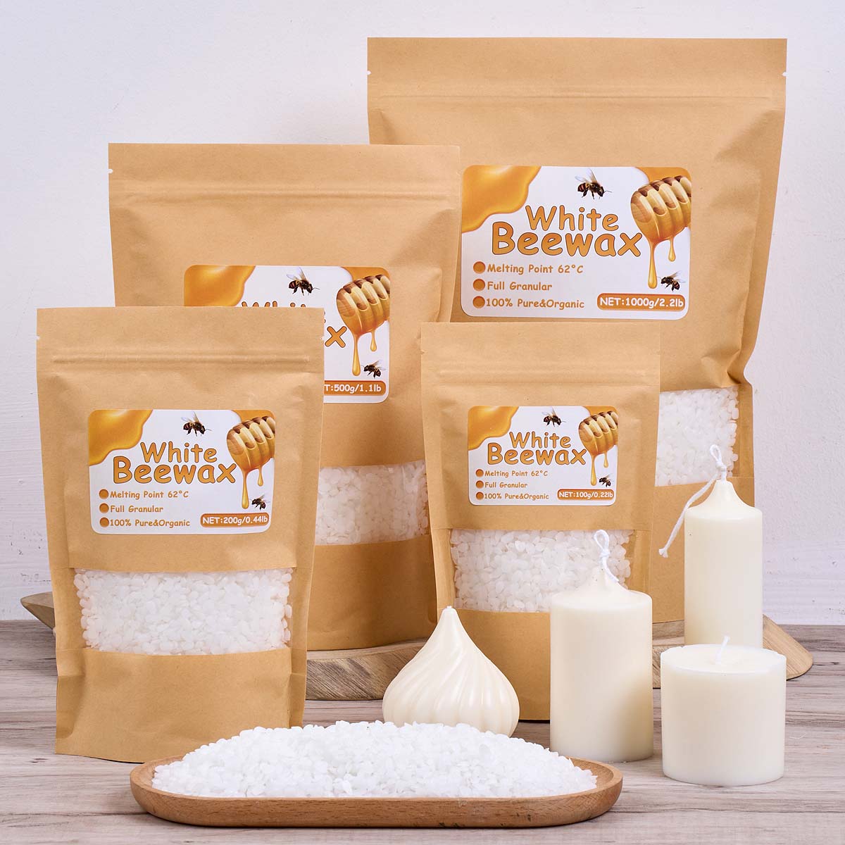 Candle Making Kit Beeswax - 1000g White Beeswax DIY Candle Making