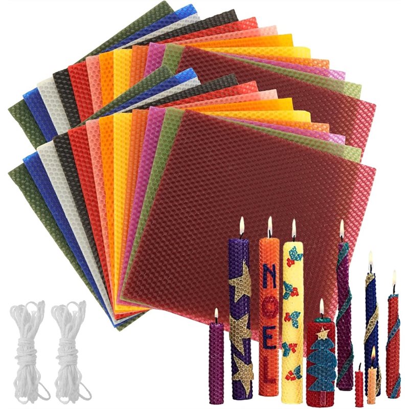 Candle Making Kit Beeswax - AT21-Bee Swax Sheets(24Pcs), 8 X 8