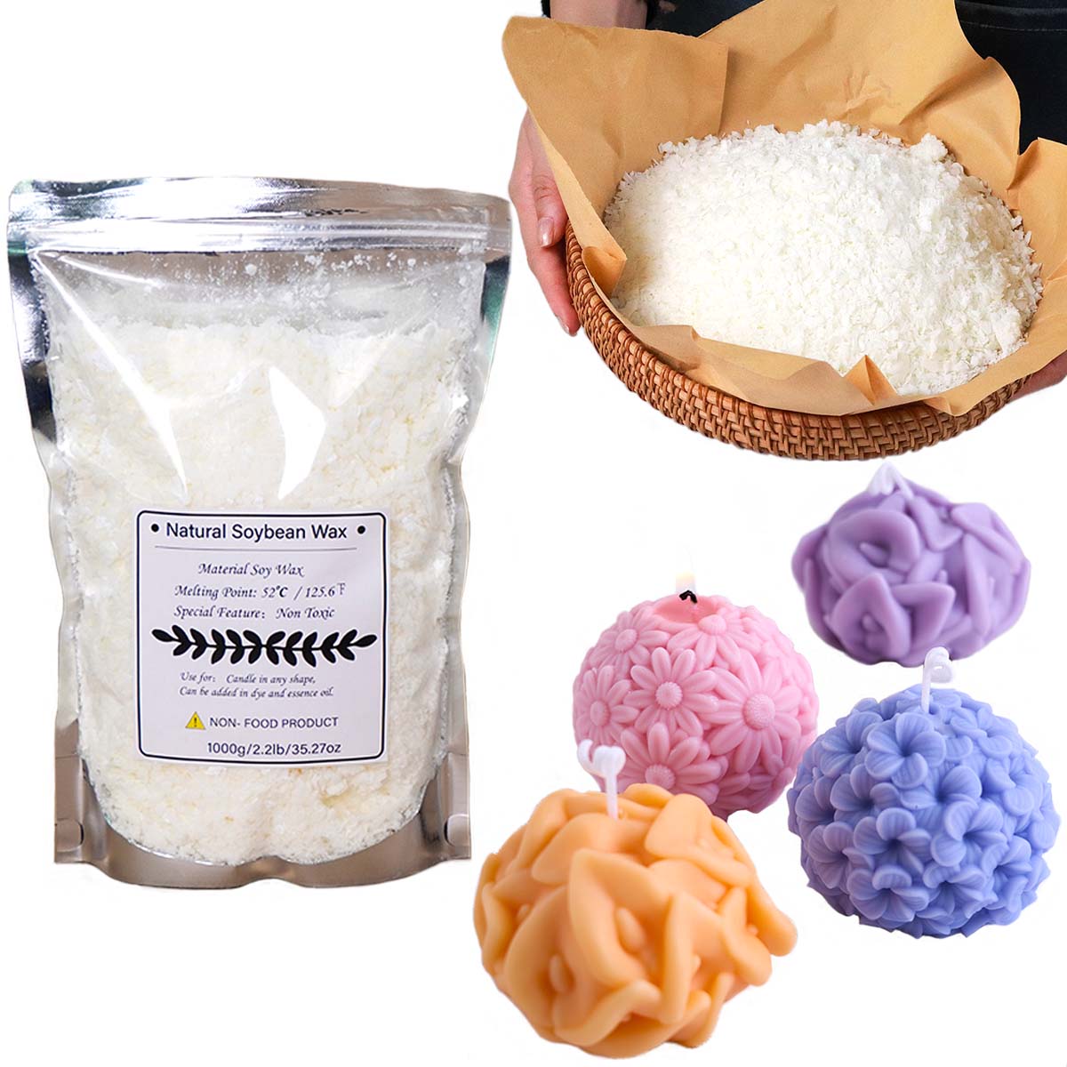 Candle Making Kit Diy - 100/250/500/1000g Natural Soy Wax Flake DIY
