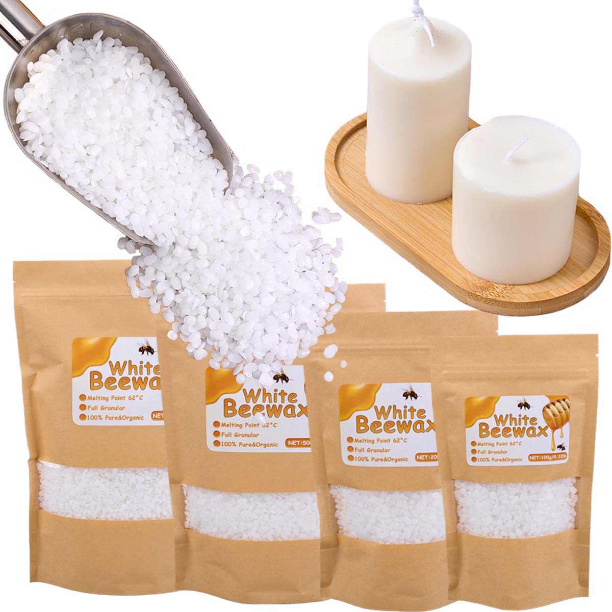 Candle Making Wicks - White Beeswax Pure Natural Granular Scented