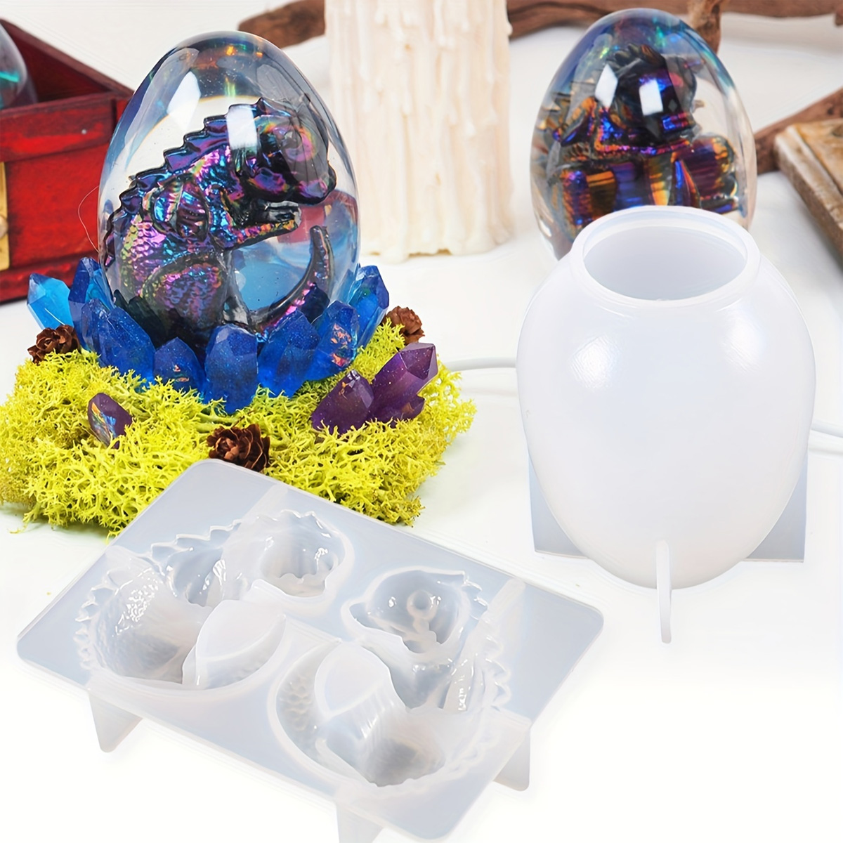 Candle Making Kit Diy - Silicone Dragon Egg Molds, 2-Piece Set,