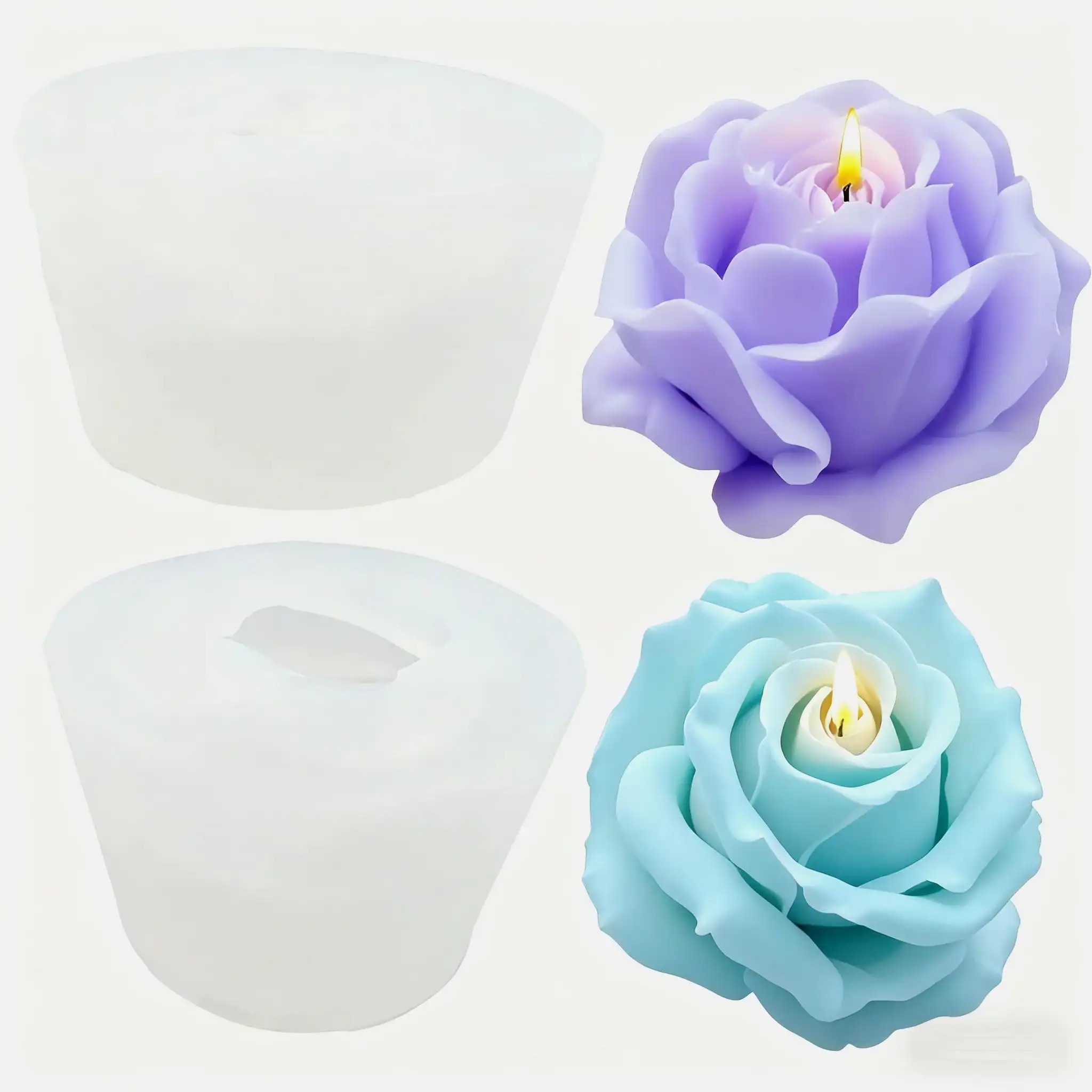 2-Piece Romantic 3D Rose Silic - đánh giá và giá Candle Making Jelly