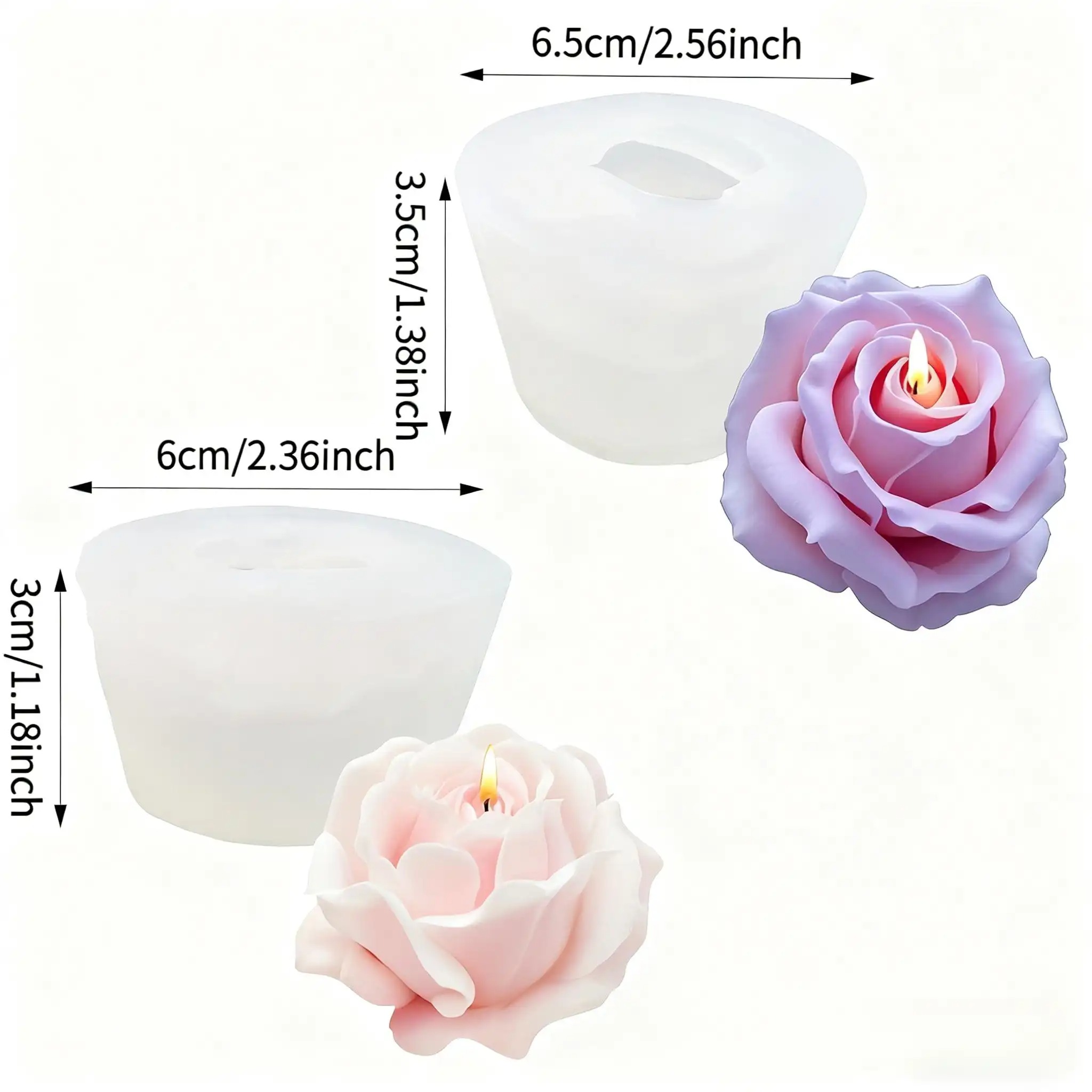 2-Piece Romantic 3D Rose Silic - đánh giá và giá Candle Making Jelly