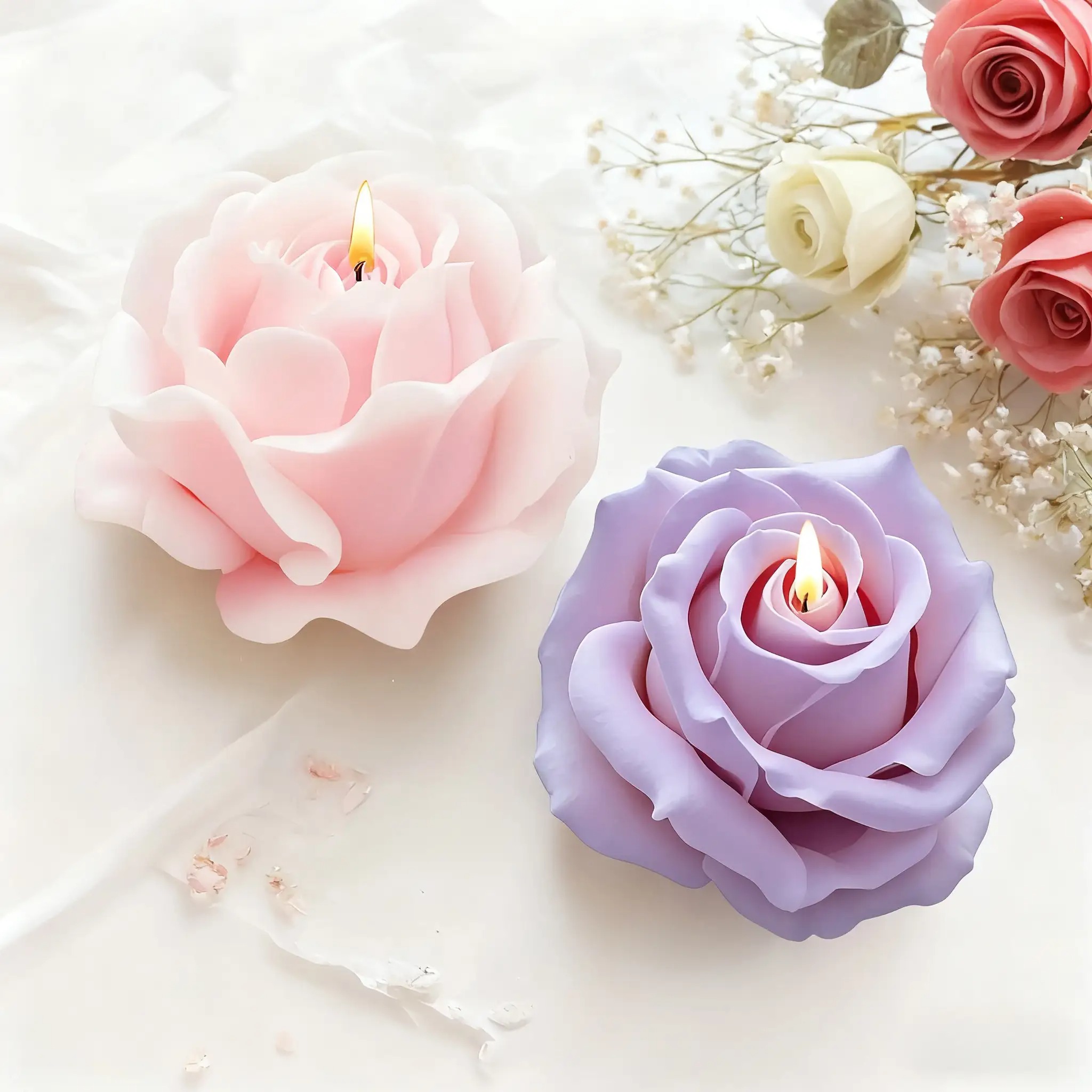 2-Piece Romantic 3D Rose Silic - đánh giá và giá Candle Making Jelly