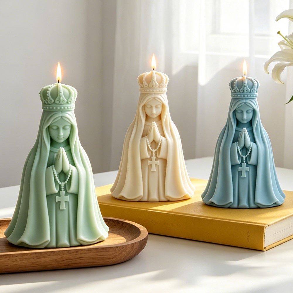 3D Crown Virgin Mary Silicone  - đánh giá và giá Candle Making Jelly