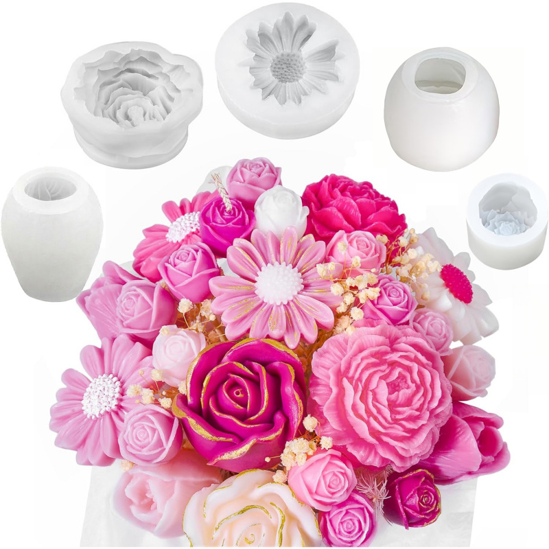 5Flower Candle Mold Set，3D Flo - đánh giá và giá Candle Making Kit Diy