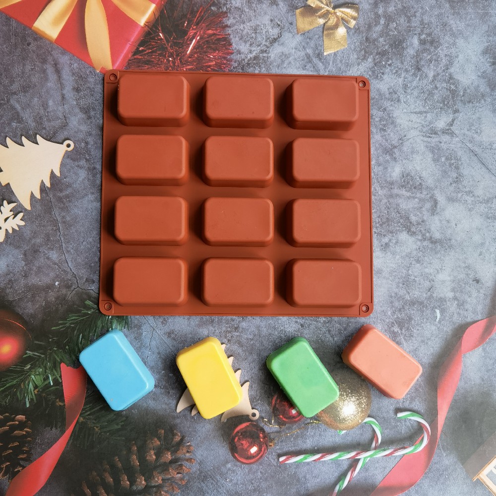12 Cavity Square Silicone Soap - đánh giá và giá Candle Making Workshop